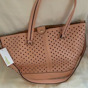 Elegant Peach Perforated Capelli of newyork Tote Bag
NWT